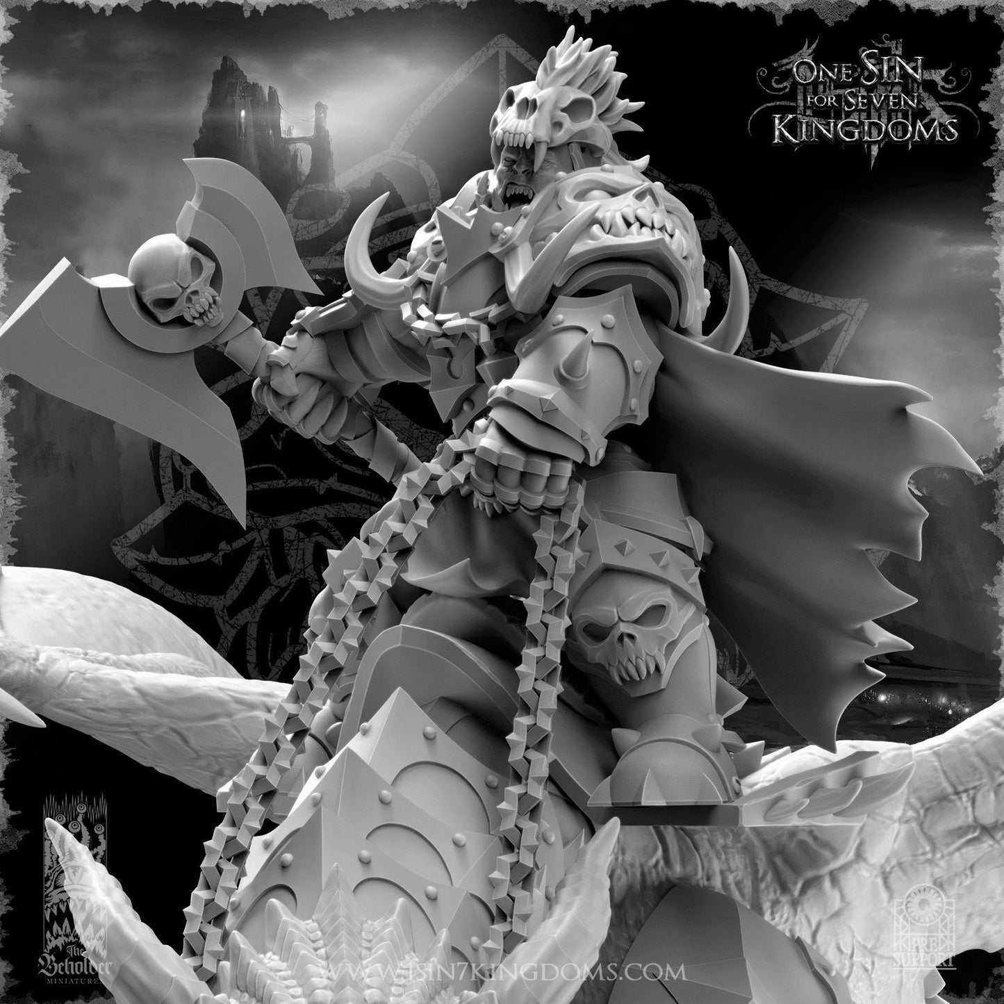 Khur Gann, Nestah Orc Warlord on Dragon / 3D Miniature for Wargaming and Tabletop, DnD, Fantasy (2 Variations)