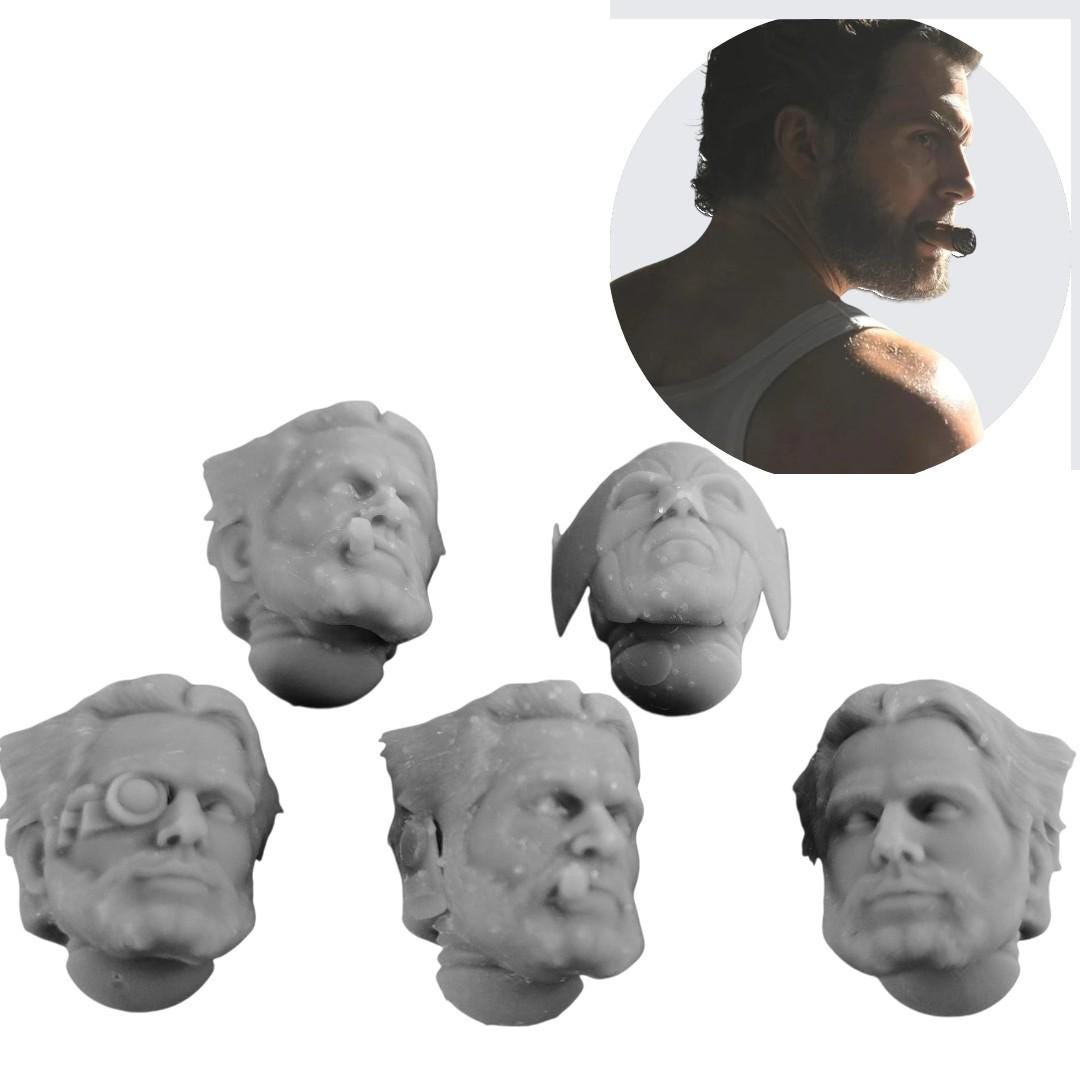 Set of 5 Henry Cavil ( Cavillrine )heads for wargame miniatures