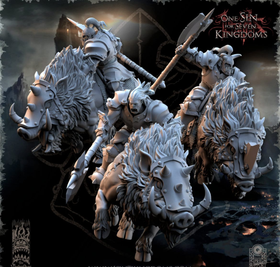 Beast Boars Riders - Nestah Orcs 4 Variations - One Sin for Seven Kingdoms - The Beholder Miniatures