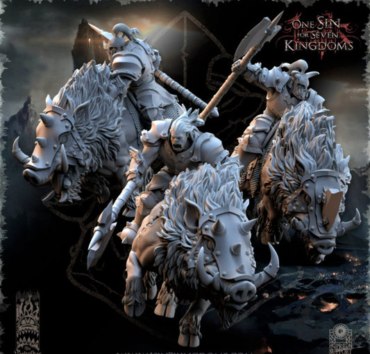 Beast Boars Riders - Nestah Orcs 4 Variations - One Sin for Seven Kingdoms - The Beholder Miniatures