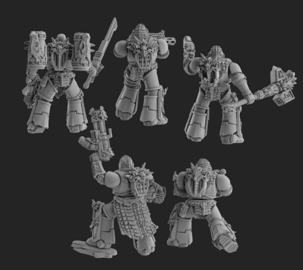Socratis - Fire Lizard Warriors Order - x5 Assault Squad 32mm  Bases by DakkaDakka
