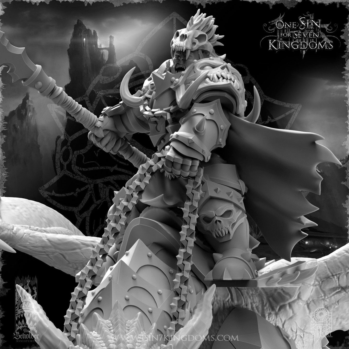 Khur Gann, Nestah Orc Warlord on Dragon / 3D Miniature for Wargaming and Tabletop, DnD, Fantasy (2 Variations)