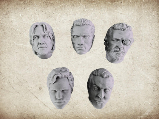 Killer Team Set of 5 Hero Heads  for wargame miniatures.