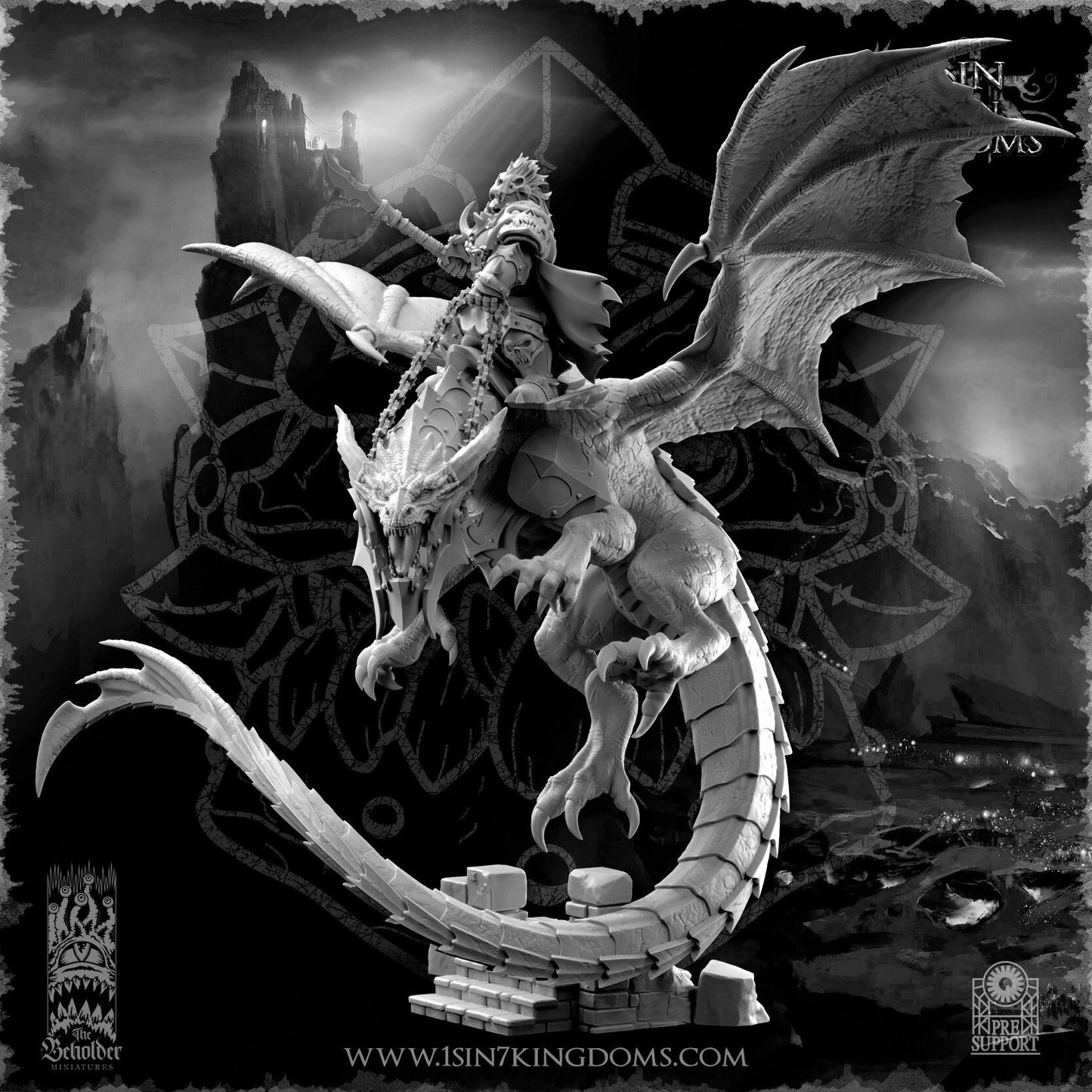 Khur Gann, Nestah Orc Warlord on Dragon / 3D Miniature for Wargaming and Tabletop, DnD, Fantasy (2 Variations)