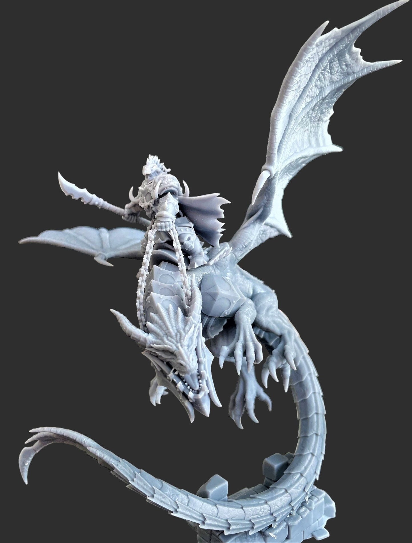 Khur Gann, Orc Warlord on Dragon / 3D Miniature for Wargaming and Tabletop, DnD (2 sizes and 2 poses available)