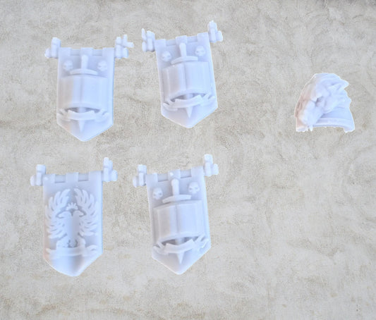 Grey guys weapons banners (shoulder pad is for size comparison only and not included).