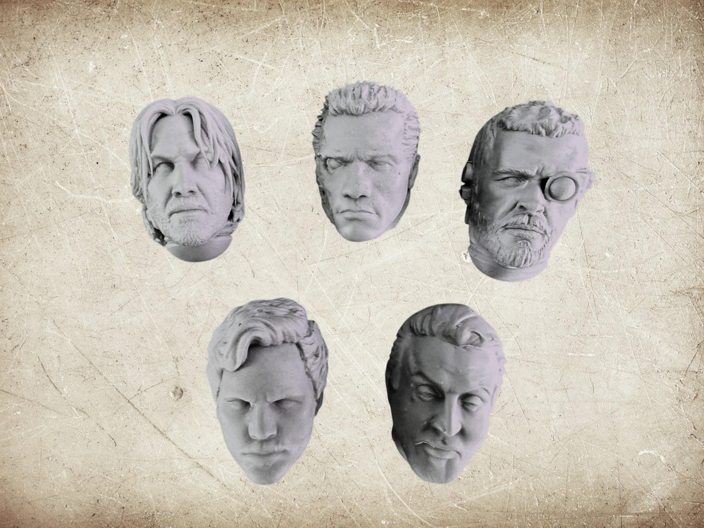 Killer Team Set of 5 Hero Heads  for wargame miniatures.