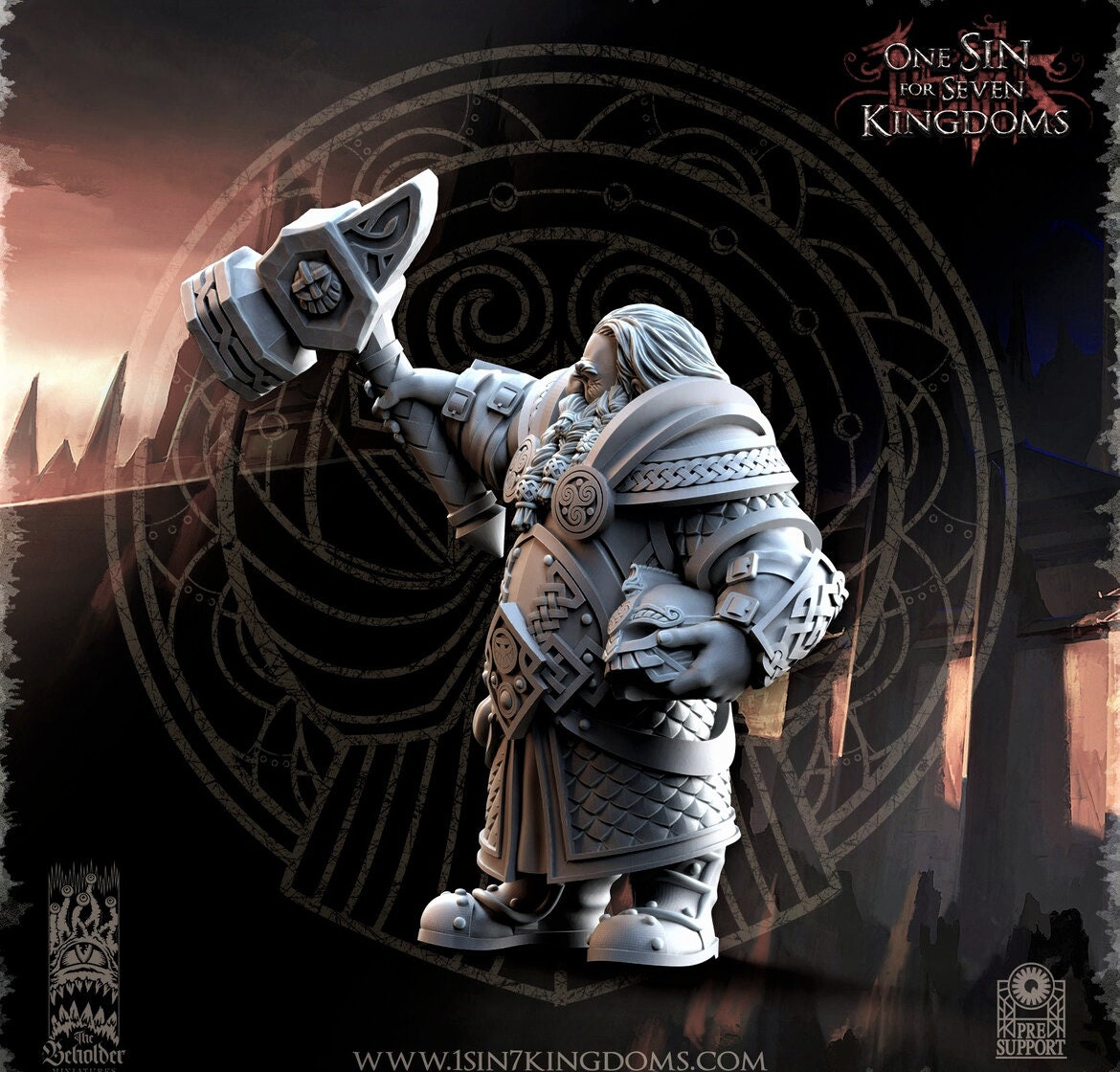 Olgrendrim, Dwarf hero (sculpted by Beholder Miniatures)